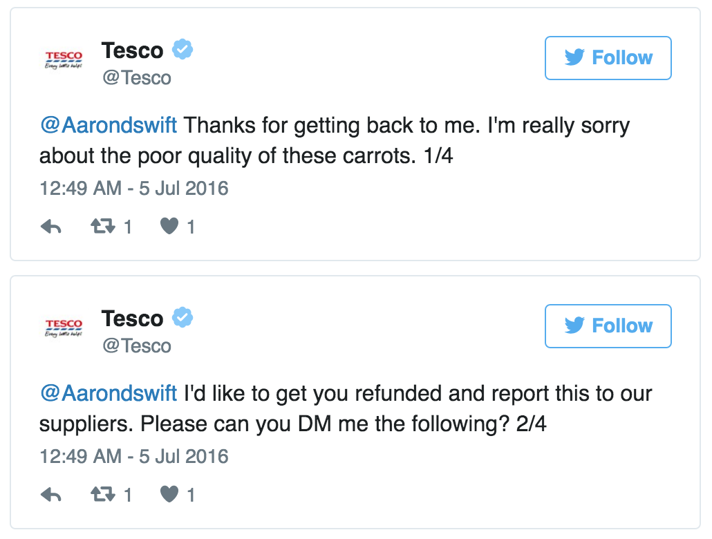 Carrots Batons Tesco Customer Care (Mashable) 4