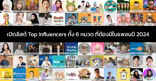 เปิดลิสต์ Top Influencers ทั้ง 6 หมวด ที่ต้องมีในแพลนปี 2024